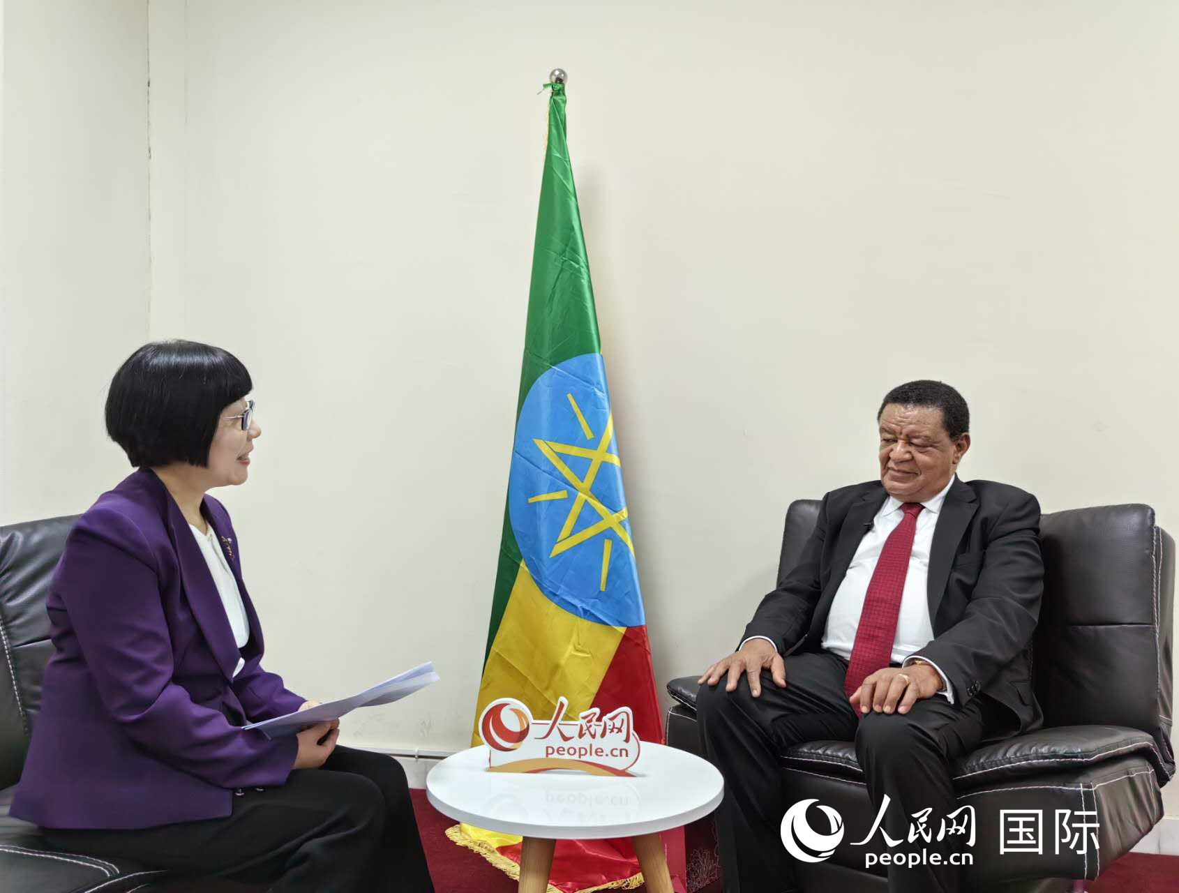 穆拉圖·特肖梅接受人民網(wǎng)記者唐維紅采訪。人民網(wǎng)記者 陳星星攝