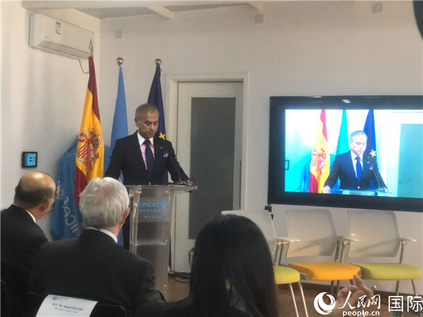 聯(lián)合國駐華協(xié)調員常啟德在研討會上致辭。 人民網記者 趙健攝