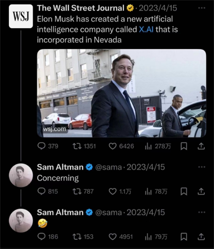 奧特曼社交媒體截圖。