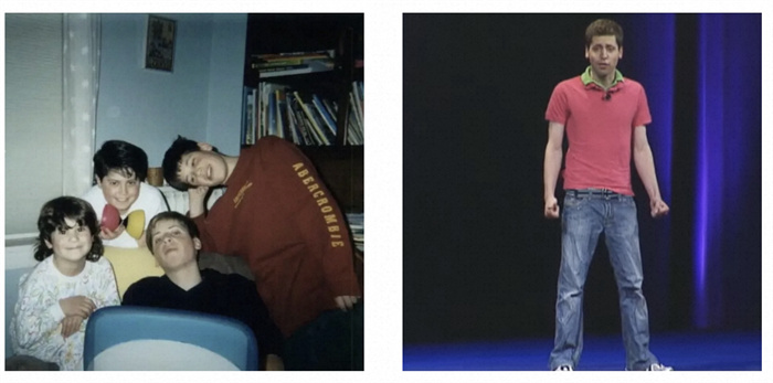 左為童年奧特曼與兄弟姐妹的合影。右為23歲時的奧特曼。圖源：Youtube