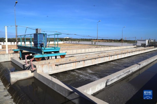 這是11月28日在突尼斯蘇塞市拍攝的中企承接建造的哈姆敦污水處理站一角。新華社記者 黃靈 攝
