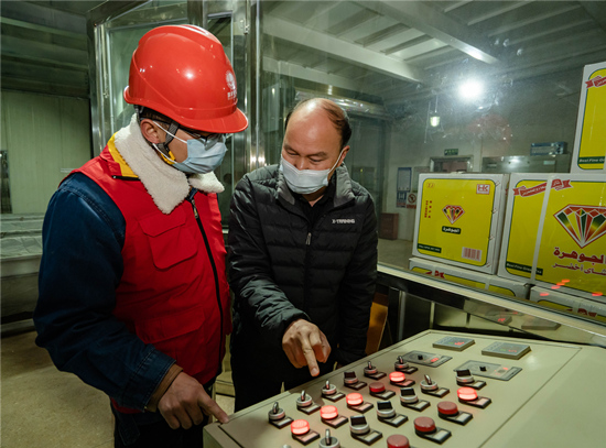 電力工作人員對用電企業(yè)進行指導(dǎo)。受訪單位供圖