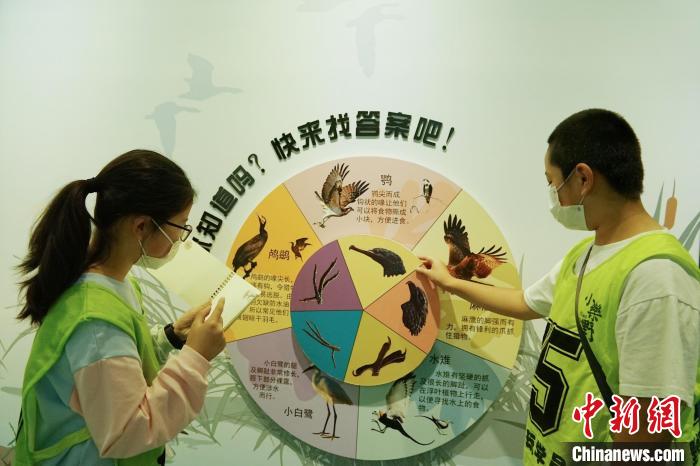 圖為小朋友在青海西寧湟水國(guó)家濕地公園科普館內(nèi)參觀學(xué)習(xí)?！●R銘言 攝