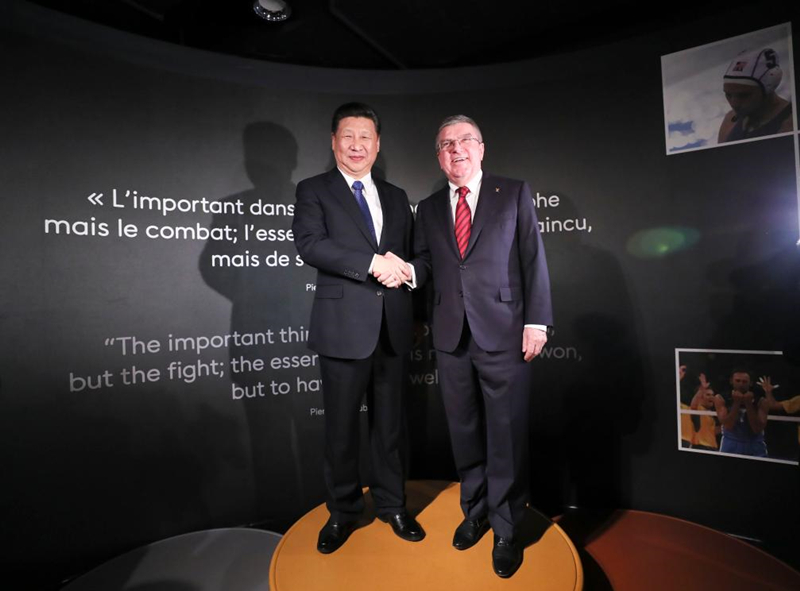 2017年1月18日，習近平主席在位于瑞士洛桑的國際奧林匹克博物館會見時任國際奧林匹克委員會主席巴赫。