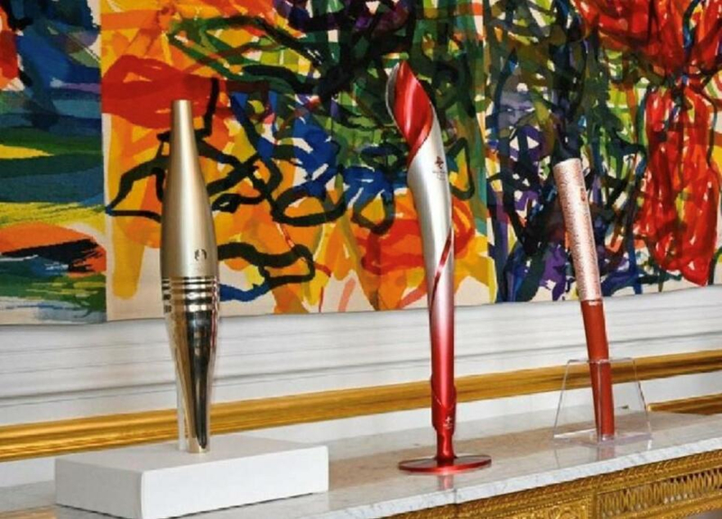 中法元首互贈的奧運火炬。