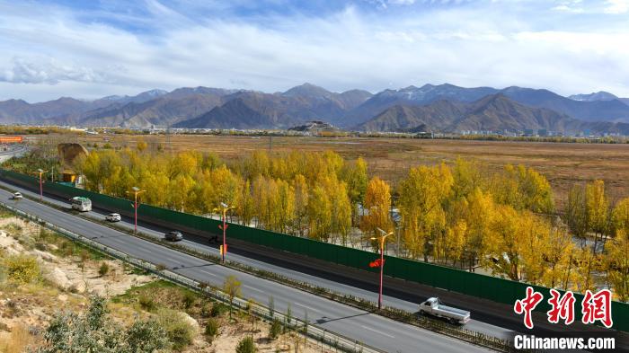 從拉薩北面看拉魯濕地和布達(dá)拉宮?！〗w波 攝