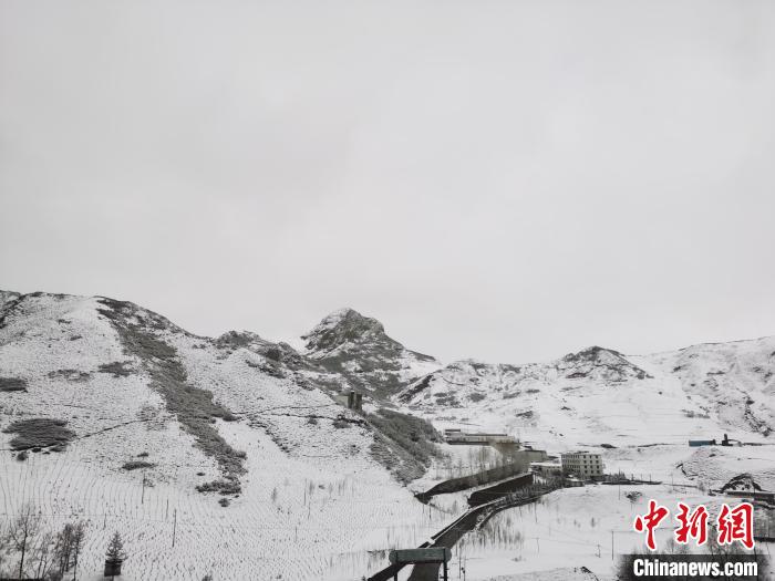 圖為青海省東南部的青沙山區(qū)域銀裝素裹。　張?zhí)砀?攝