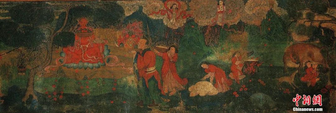 14世紀(jì)唐卡卷軸畫《女神》局部。<a target='_blank' href='/'><p  align=